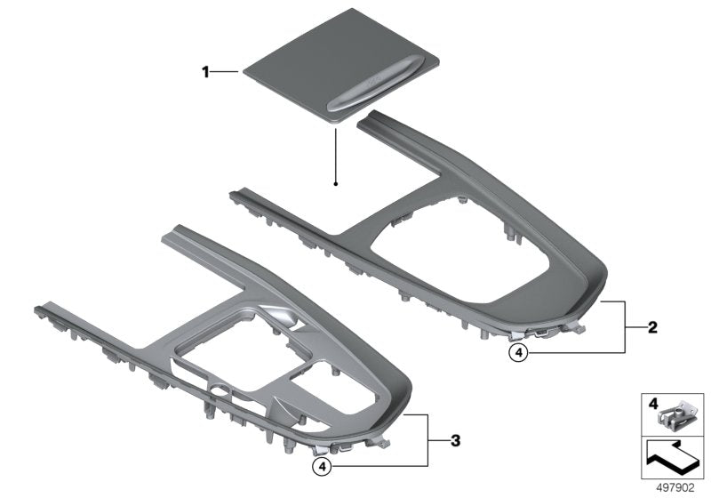 Genuine BMW 51168076111 G29 Center Console Trim Aluminum Tetragon Left hand drive (Inc. Z4 M40i, Z4 30i & Z4 20i)