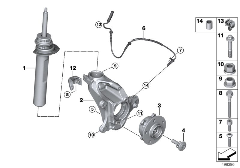 Genuine BMW 31306888338 F39 Front Right Spring Strut (Inc. X2)
