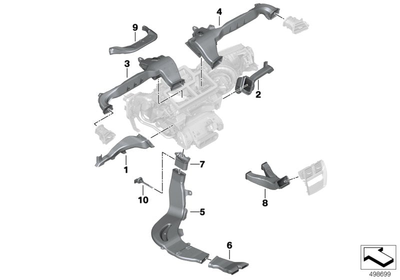 Genuine BMW 64227443137 G20 G21 Rear Pass.Compar.Heating Duct Front Left (Inc. 320d, M340i & 330e)