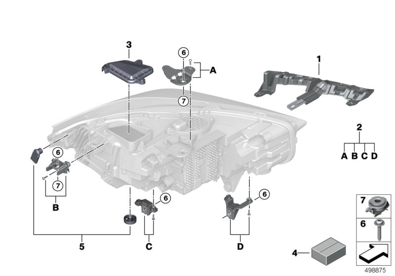 Genuine BMW 63119448114 F40 F44 Repair Kit, Right Headlight (Inc. 120dX, 220d & M235iX)