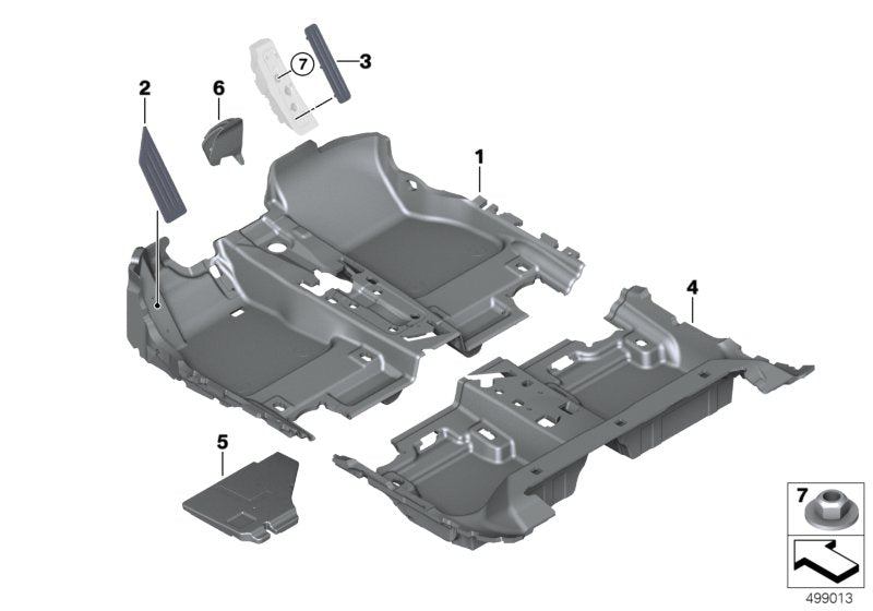 Genuine BMW 51477462697 F40 F44 Floor TriCover, Front BLACK (Inc. 120dX, 118i & 228iX)