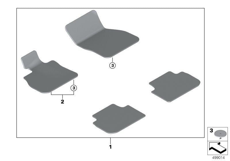 Genuine BMW 51479475222 F40 F44 Floor Mat, Driver Side GREY (Inc. 120dX, 118i & 220d)