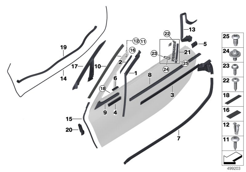 Genuine BMW 51337457944 I15 Right Window Guide (Inc. i8)