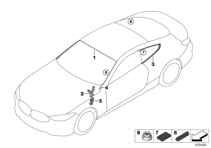 Genuine BMW 51377456083 F92 G15 Cover Panel For Side Window Glass Left GLANZSCHWARZ (Inc. 840iX, 840i & M850iX)