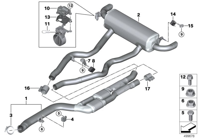 Genuine BMW 18308743651 G20 G21 Rear Muffler With Exhaust Flap (Inc. M340i & M340iX)