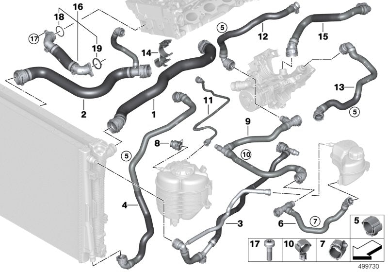 Genuine BMW 17128654846 G20 Coolant Return Line Charge-air cooler (Inc. 330e)
