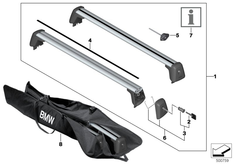 Genuine BMW 82712447351 G15 Roof Rack G15 (Inc. 840iX, 840i & M850iX)