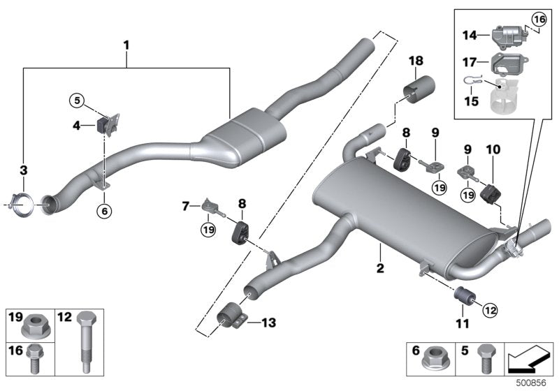 Genuine BMW 18308693961 G02 Rear Muffler With Exhaust Flap (Inc. X4 30iX)