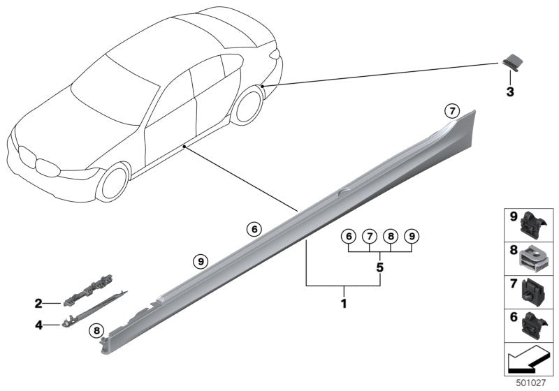 Genuine BMW 51778099909 G20 G21 Door Sill Cover, Primed Left M (Inc. M340i, 330iX & 330d)