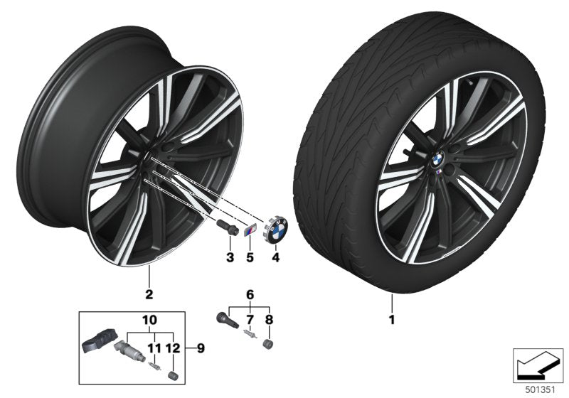 Genuine BMW 36116893544 G05 G06 Disk Wheel, Light-Alloy, Black Matt 9,5JX22 ET:37 (Inc. X5 & X6 40i)