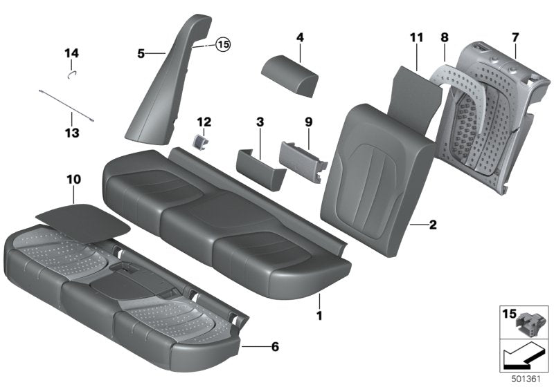 Genuine BMW 52202760947 G05 Foam Part, Backrest, Upper 15mm (Inc. X5)