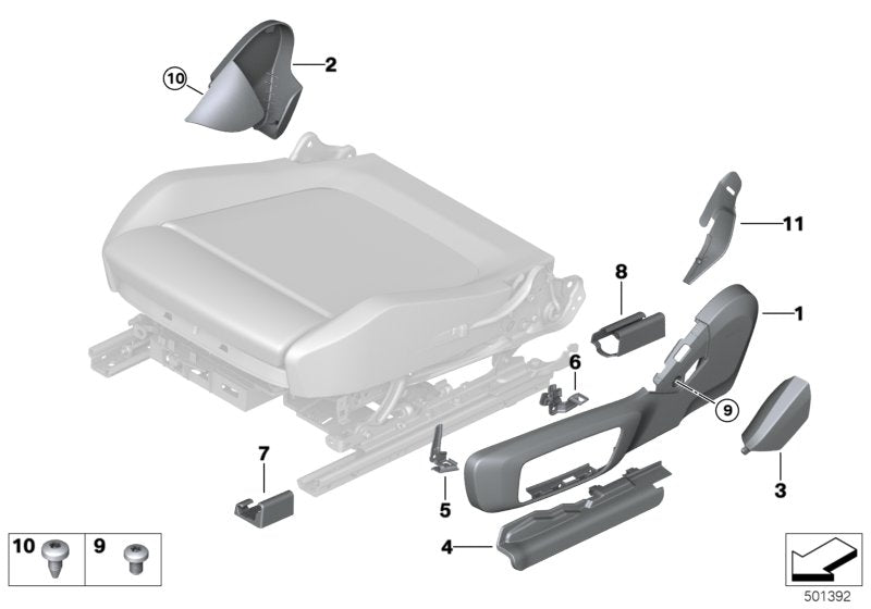 Genuine BMW 52107944370 F93 F91 G14 Seat Trim Outer Right SCHWARZ (Inc. 840dX, 840i & 840iX)