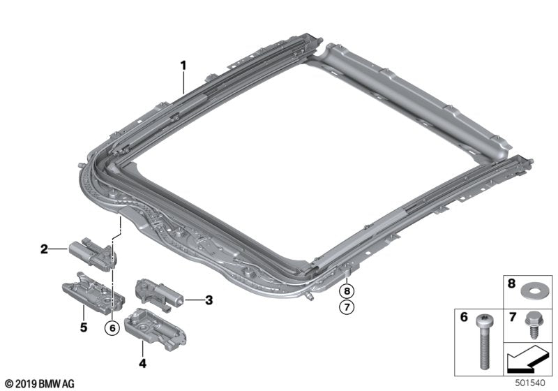 Genuine BMW 54107932857 G07 G05 F44 Foam Caps.Glass Slide/Tilt Roof Pan.Mot. (Inc. M235iX, X5 50iX & X6 M50dX)