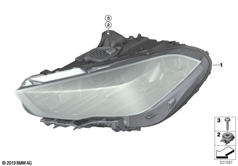 Genuine BMW 63119449603 F44 Headlight, Led, Ahl, Left (Inc. 228iX & M235iX)
