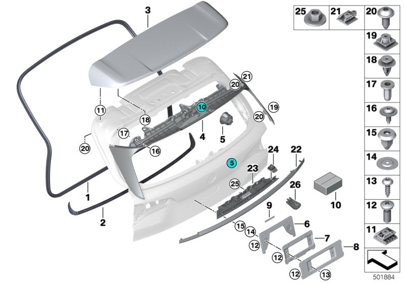 Genuine BMW 51767417423 G05 Trunk Lid Gasket (Inc. X5)