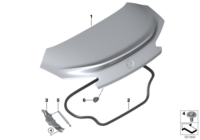 Genuine BMW 41009464052 G29 Right Trunk Lid Hinge (Inc. Z4 M40i, Z4 30i & Z4 20i)