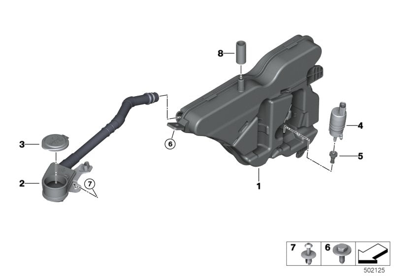 Genuine BMW 67128736998 G05 G06 G02 Wash Pump (Inc. X7 M50iX, X4 20dX & X5 50iX)