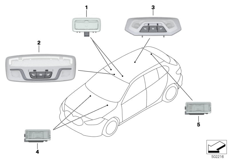 Genuine BMW 63317950093 F40 F44 Interior Reading Light Led Rear Center (Inc. 228iX, 118d & 218i)