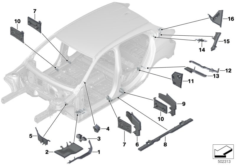 Genuine BMW 41007434717 F40 F44 Moulded Part,Entrance Outside,Rear Left (Inc. 228iX, 118i & M235iX)