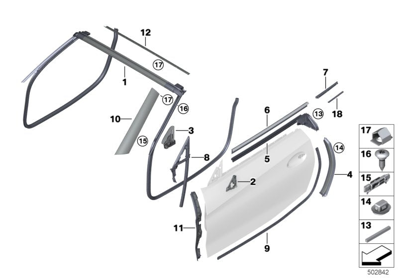 Genuine BMW 51337429645 G29 Seal, Outer Left Mirror Triangle (Inc. Z4 M40i, Z4 30i & Z4 20i)