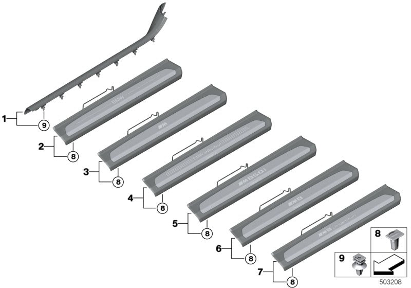 Genuine BMW 51479478347 F91 M Sill Trim, Illuminated, Front Left M8 COMPETITION (Inc. M8)
