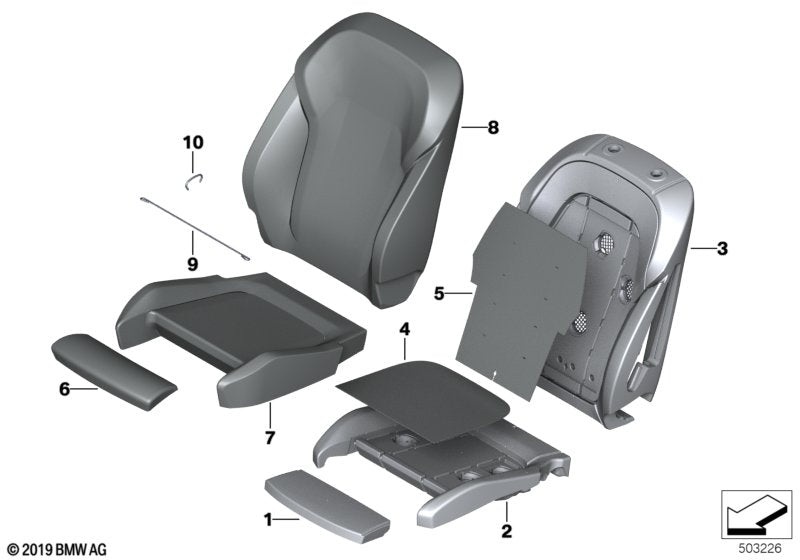 Genuine BMW 52107472516 G01 G02 Cover, Comfort Backrest, Perf. Lthr, Rt MOKKA (Inc. X3 & X4 25dX)