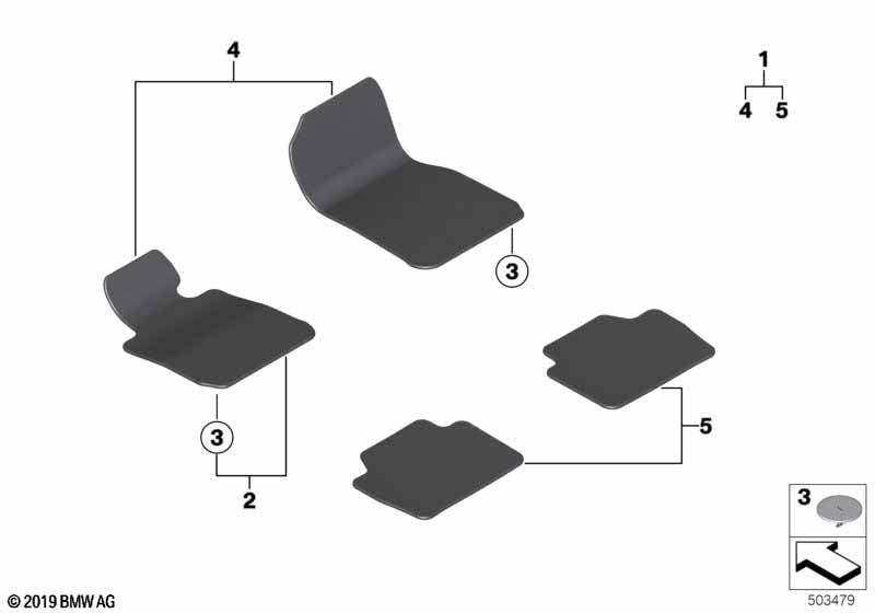 Genuine BMW 51477272649 Set of Floor Mats Velours