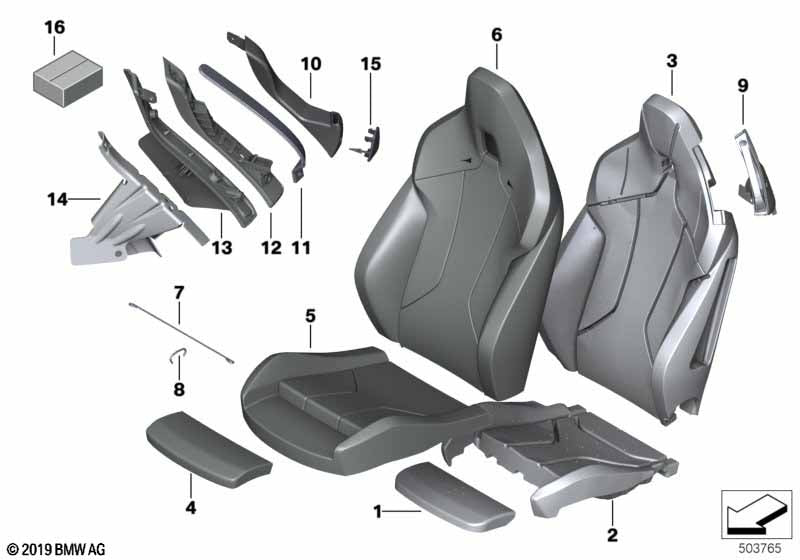 Genuine BMW 52106998547 Leather Cover Sport Backrest Left COGNAC