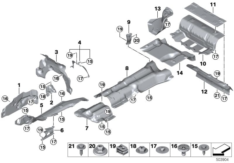 Genuine BMW 51487374762 G14 G16 G15 Heat Insulation For Rear Muffler (Inc. 840dX, 840i & 840iX)