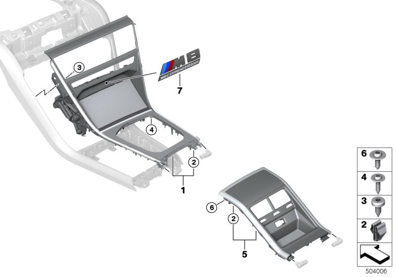 Genuine BMW 51168096317 G14 G16 G15 Cent.Console Trim, Stainl.Steel Mesh (Inc. 840iX, 840i & M850iX)
