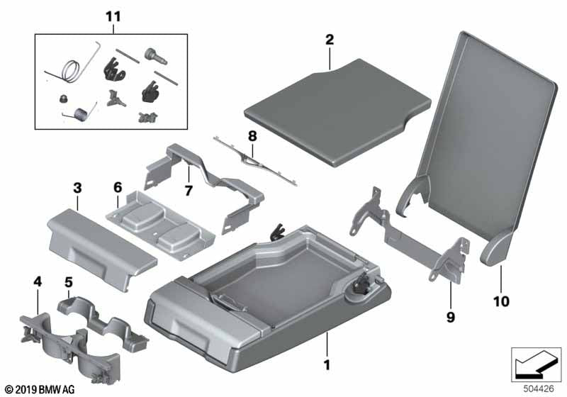 Genuine BMW 52207277727 Front Section For Cup Holder SCHWARZ