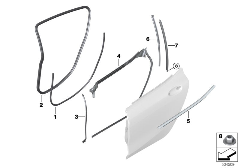 Genuine BMW 51767435447 F93 G16 Gap Seal For B-Pillar Rear Door Left (Inc. 840dX, 840i & M8)