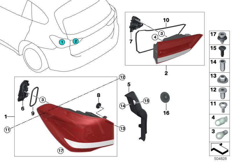 Genuine BMW 63217477716 Tail Light Side Panel Led Right (Inc. X1)