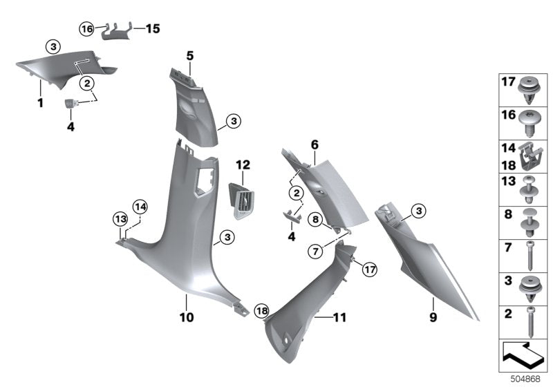 Genuine BMW 51438092631 G05 D-Pillar Trim Panel, Speaker, Top Left SCHWARZ (Inc. X5)