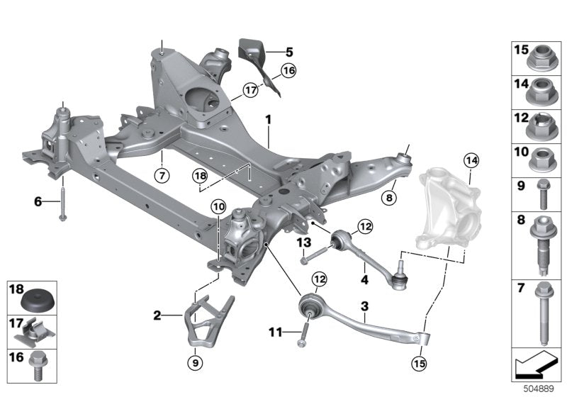 Genuine BMW 31108067431 Control Arm With Rubber Bushing, Left