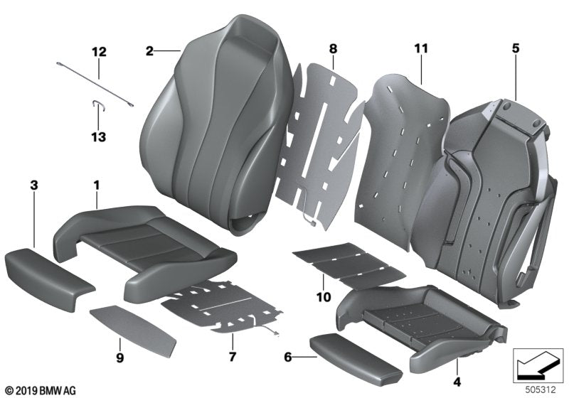 Genuine BMW 52108098609 G14 G16 G15 Cover Thigh Support Leather SCHWARZ (Inc. 840dX, 840i & M850iX)