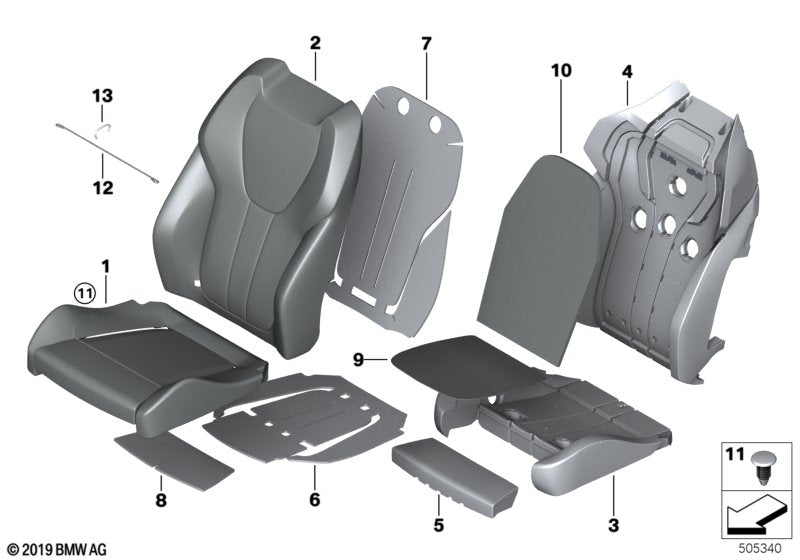 Genuine BMW 52107443462 G07 G05 G06 Foam Pad Sport Backrest Right (Inc. X6)