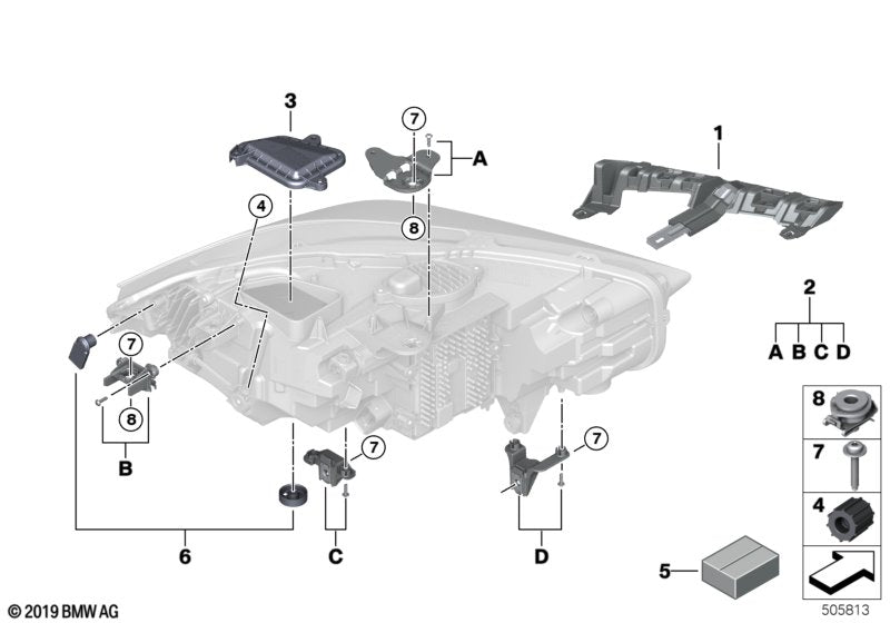 Genuine BMW 63119449606 F44 Bracket Headlight Right (Inc. 220d, M235iX & 218i)