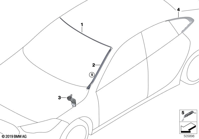 Genuine BMW 51377483161 F44 Finisher, Side Window, Rear Left SCHWARZ MATT (Inc. 228iX, 220d & 218i)