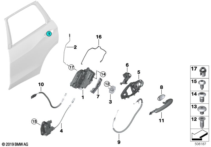 Genuine BMW 51227444658 G07 Rear Door Handle Bowden Cable (Inc. X7)