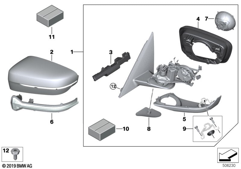 Genuine BMW 51169498907 G14 G16 G15 Heated Outside Mirror, Memory Bus, Left (Inc. 840dX, 840iX & M850iX)