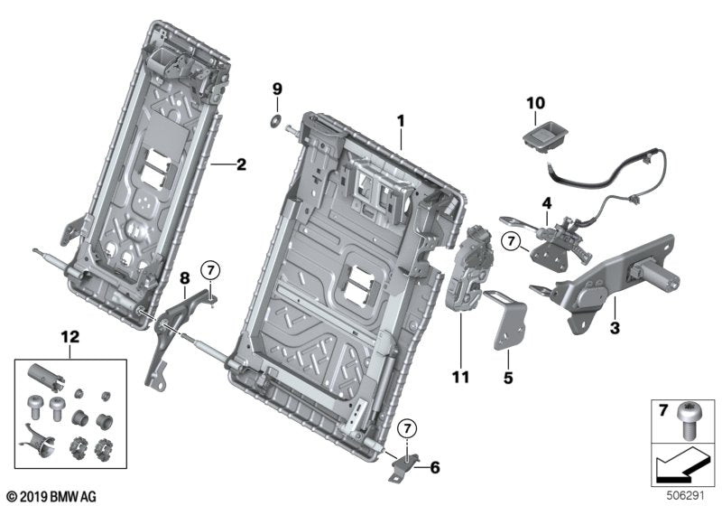 Genuine BMW 52207422662 G31 Bracket Backrest Inner Right (Inc. 530iX, 530d & 530i)