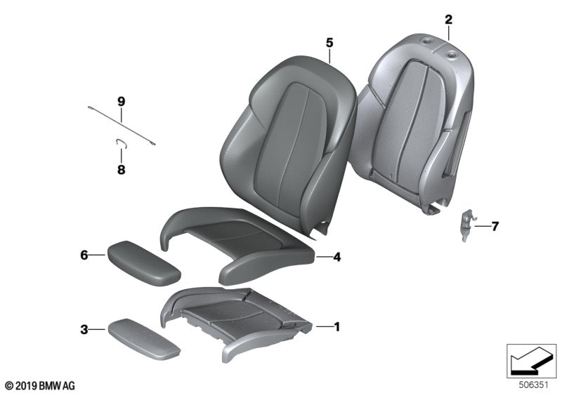 Genuine BMW 52109108486 F44 Cover, Sport Backrest Imit. Leather,Rght SCHWARZ (Inc. 228iX, 220d & 218i)