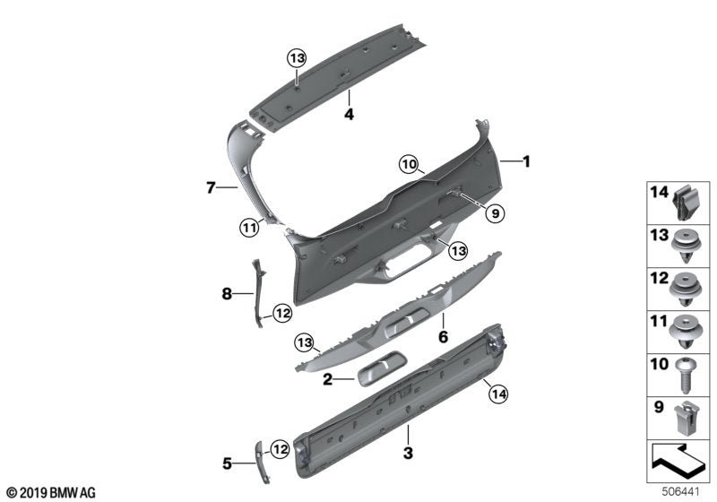 Genuine BMW 51497497548 G05 Trim Panel, Trunk Lid, Center MOKKA (Inc. X5)