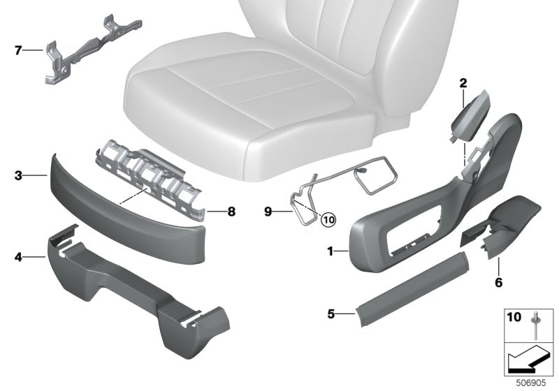 Genuine BMW 52208494771 G07 Trim, Seat Inner Left SCHWARZ (Inc. X7)