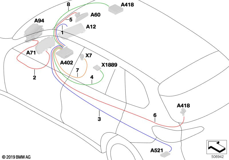 Genuine BMW 61118714706 G07 G05 G06 Hsd Wire I-Cluster/Head Up Display L= 990mm (Inc. X7 & X6 30iX)