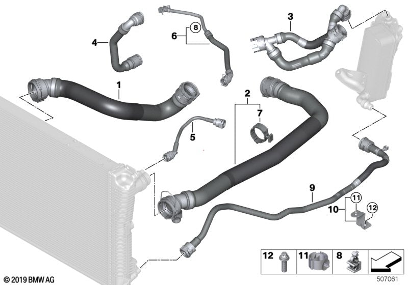 Genuine BMW 17128632286 G02 G01 G31 Bracket, Coolant Hose (Inc. X3 20dX & X4)