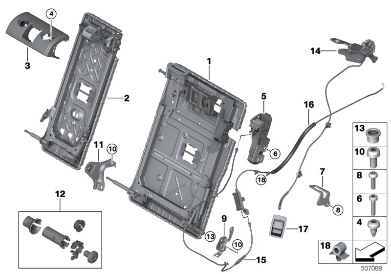 Genuine BMW 52207399218 Frame, Backrest Right (Inc. X3 20dX & X4)