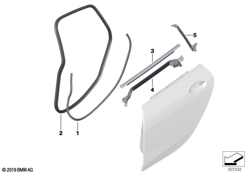 Genuine BMW 51357483139 F44 Window Well Strip, Outer, Door, Rear Lft SHADOWLINE (Inc. 228iX, M235iX & 218i)