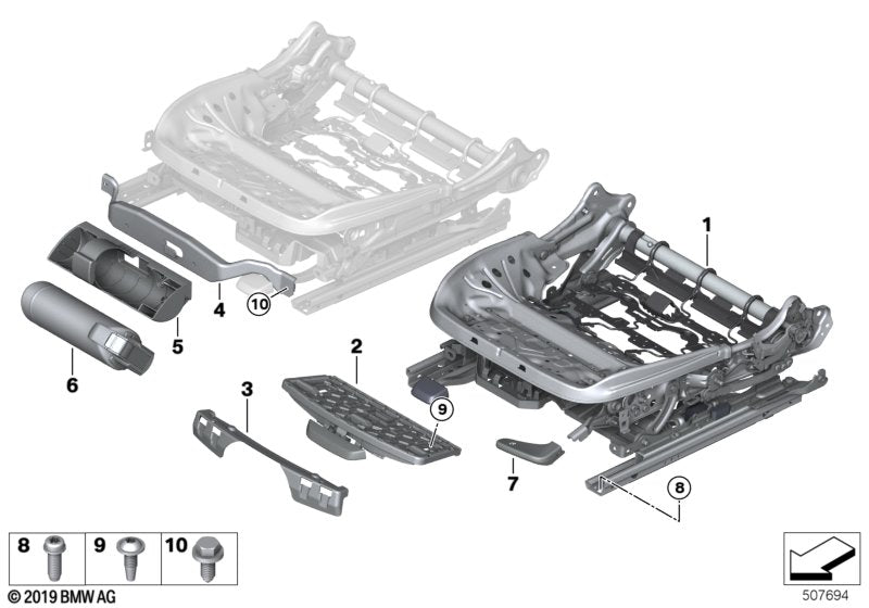Genuine BMW 52107414615 G21 G20 G01 Backrest Frame, Left (Inc. X4 20dX, 330dX & 320dX)
